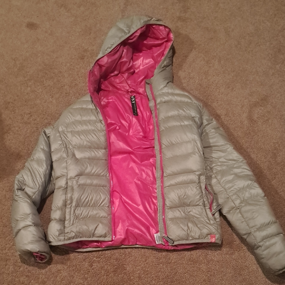 Marc New York Gray and Pink Quilted Puffer Coat